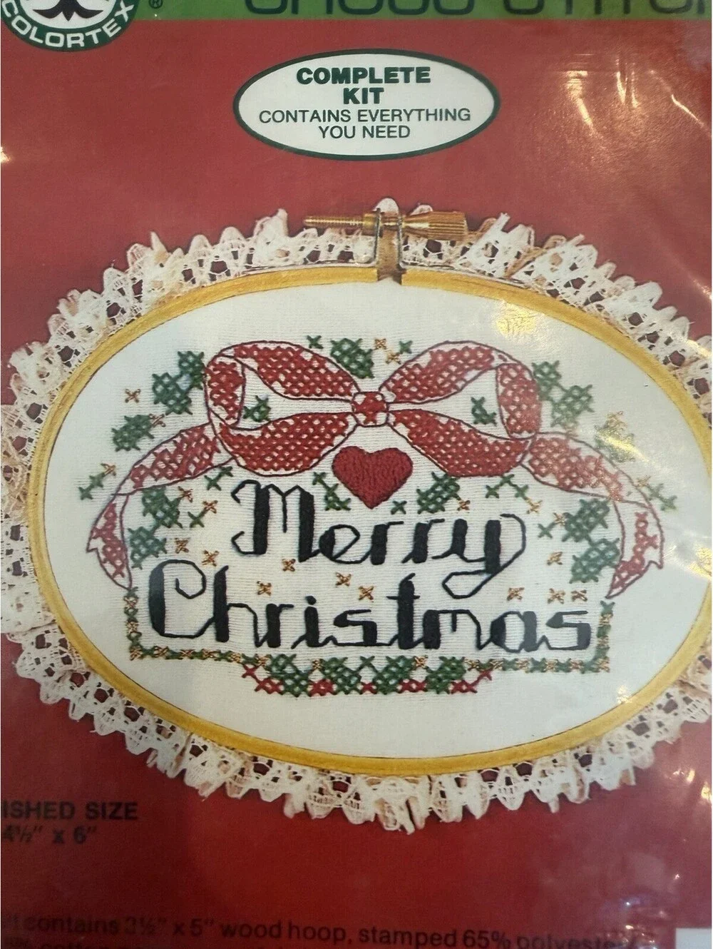 Vtg 1988 Colortex Stamped Mini Oval Cross Stitch Christmas Theme Set Of 2 New